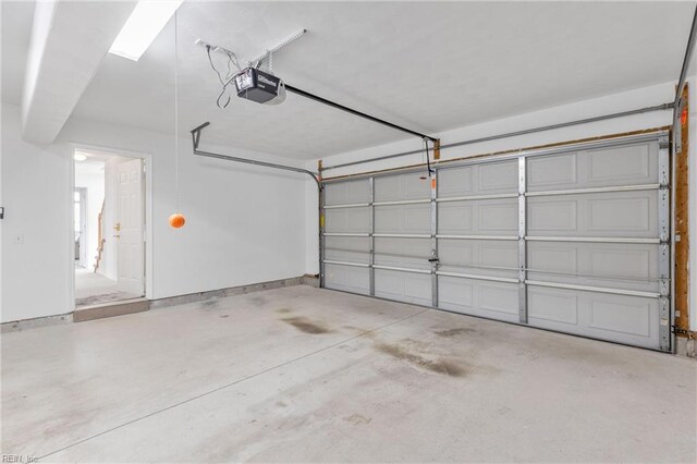 garage with a garage door opener