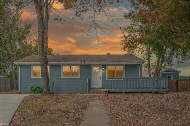 single story home with a deck