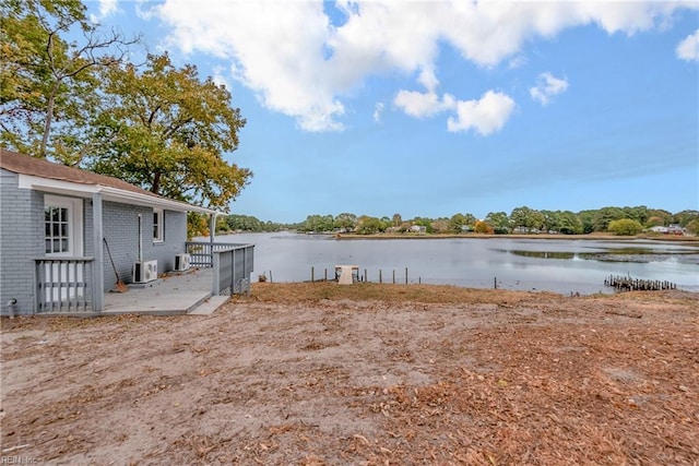 view of yard with a water view