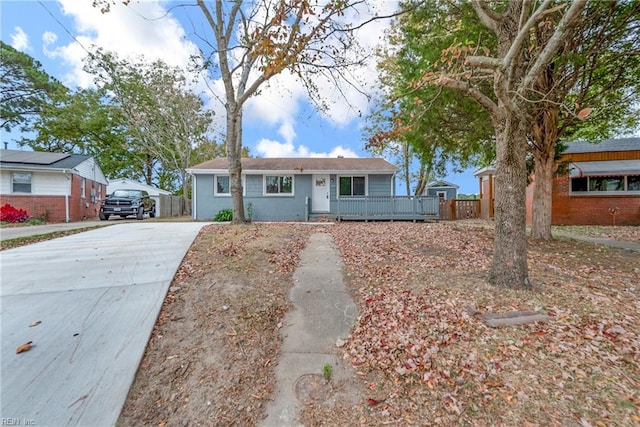 view of front of home featuring a deck