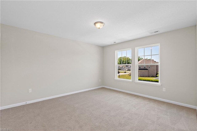 spare room featuring light carpet