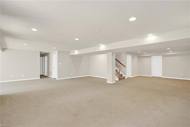 basement with carpet