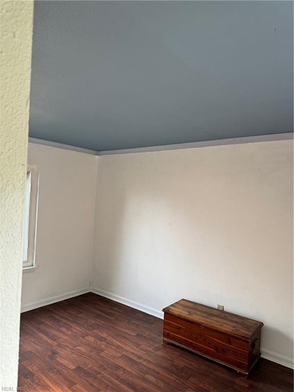 spare room with dark hardwood / wood-style flooring