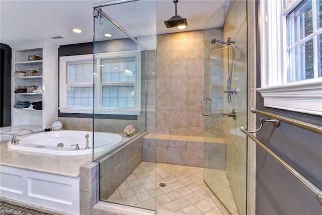 bathroom with independent shower and bath