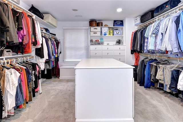 spacious closet with light colored carpet