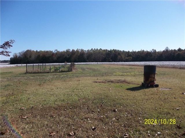 view of yard with a rural view