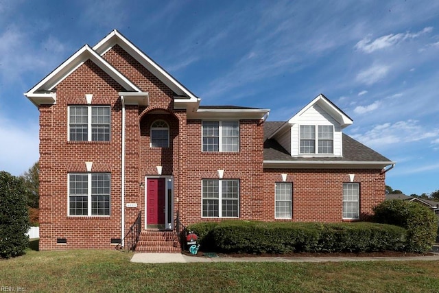 view of front of property with a front lawn