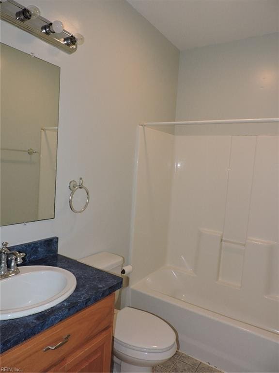 full bathroom with tile patterned flooring, vanity, toilet, and shower / bathing tub combination