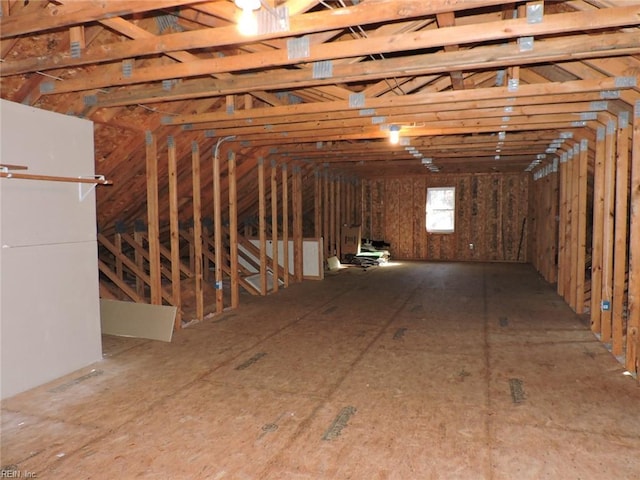 view of unfinished attic