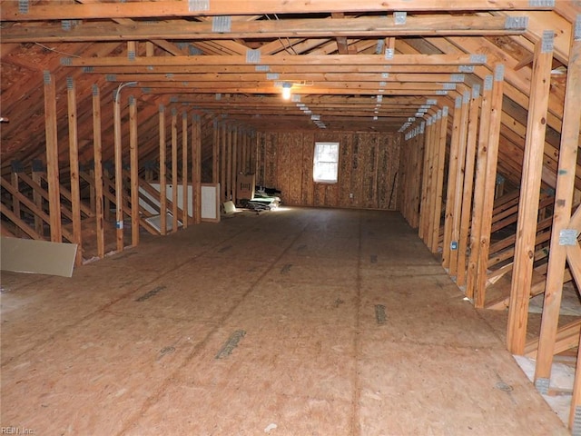 view of unfinished attic