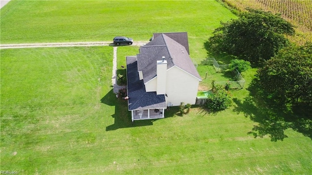 drone / aerial view with a rural view