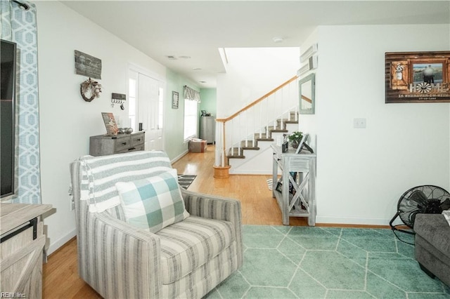 living room with hardwood / wood-style floors