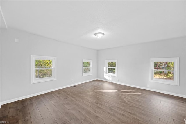 spare room with hardwood / wood-style floors and a wealth of natural light