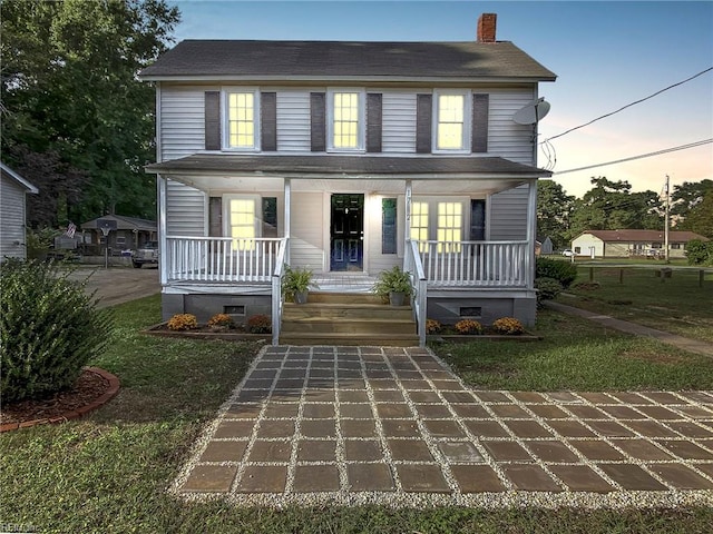 colonial house with covered porch