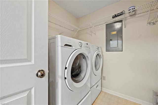 157 Atlantic Ave Unit B2, Hampton, VA 23664 - clothes washing area with electric panel, washer and clothes dryer, and baseboards