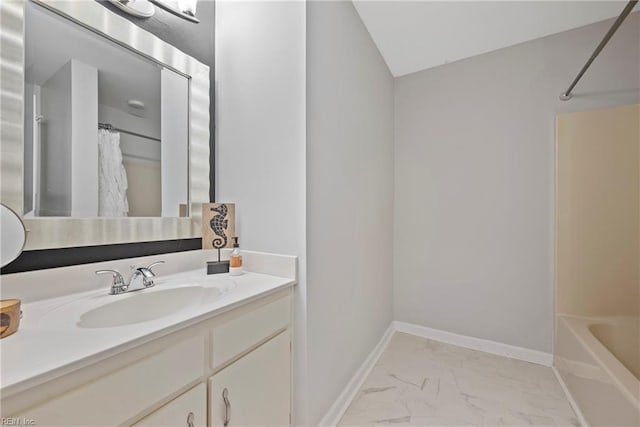157 Atlantic Ave Unit B2, Hampton, VA 23664 - full bathroom featuring marble look tile flooring, vanity, and baseboards