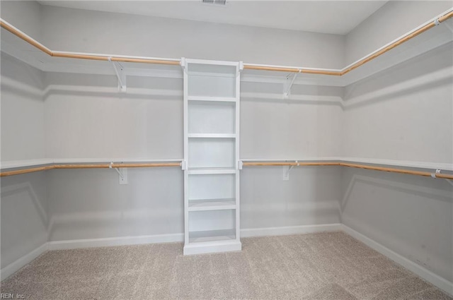 walk in closet with carpet