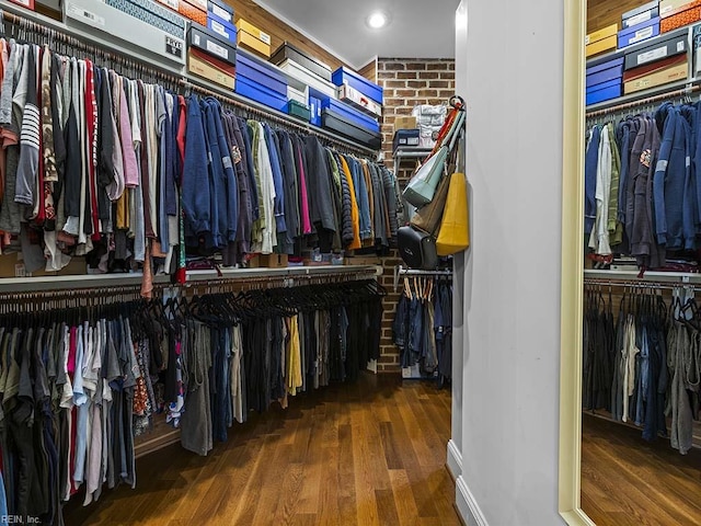 walk in closet featuring dark hardwood / wood-style floors