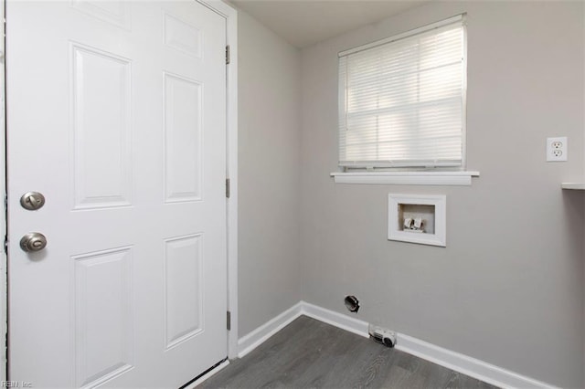 228 Libby St, Hampton, VA 23663 - washroom with washer hookup, dark wood-style floors, and baseboards