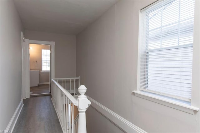 228 Libby St, Hampton, VA 23663 - corridor with an upstairs landing, dark wood finished floors, and baseboards
