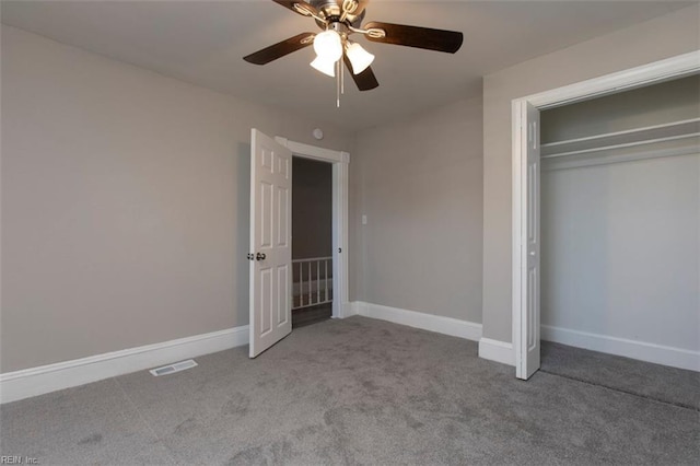 228 Libby St, Hampton, VA 23663 - unfurnished bedroom with carpet floors, baseboards, a ceiling fan, and a closet