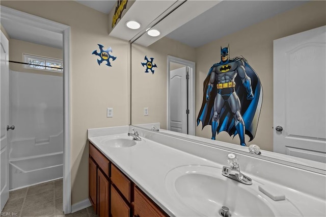 bathroom with vanity and tile patterned floors