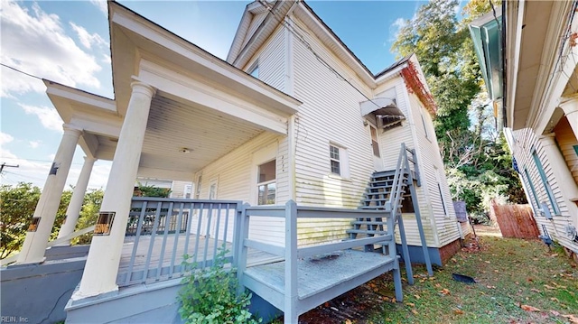 view of home's exterior featuring a porch