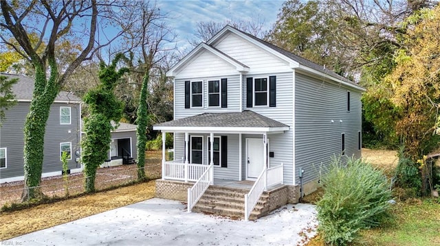 front facade with covered porch