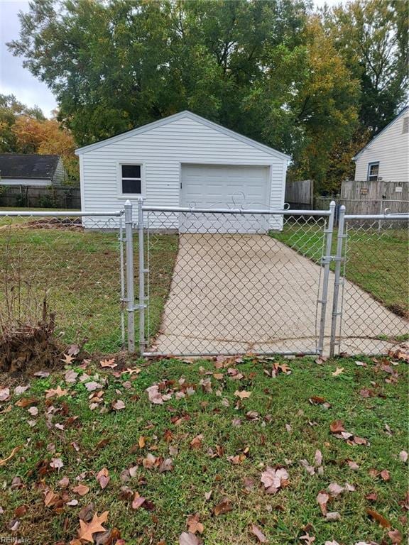 view of outbuilding featuring a lawn