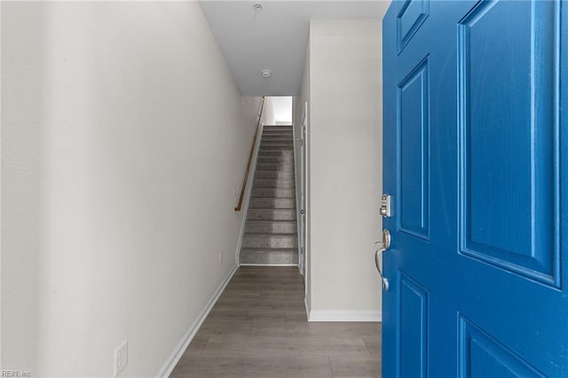 entrance foyer with light hardwood / wood-style floors