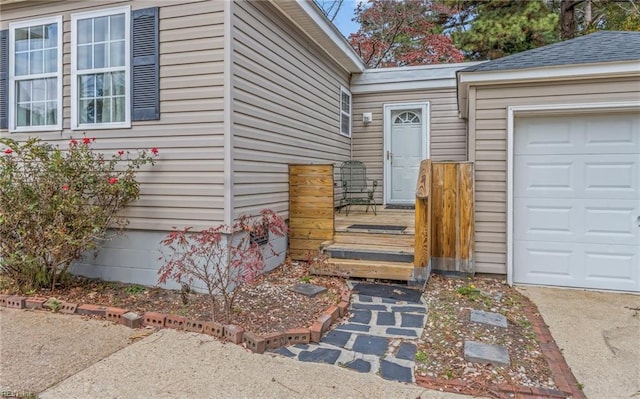 property entrance featuring a garage