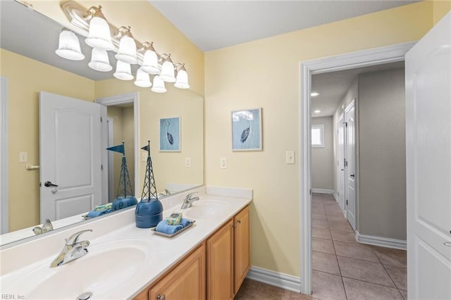 bathroom featuring vanity and tile patterned floors