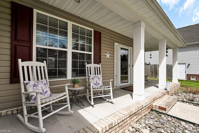 view of patio featuring covered porch