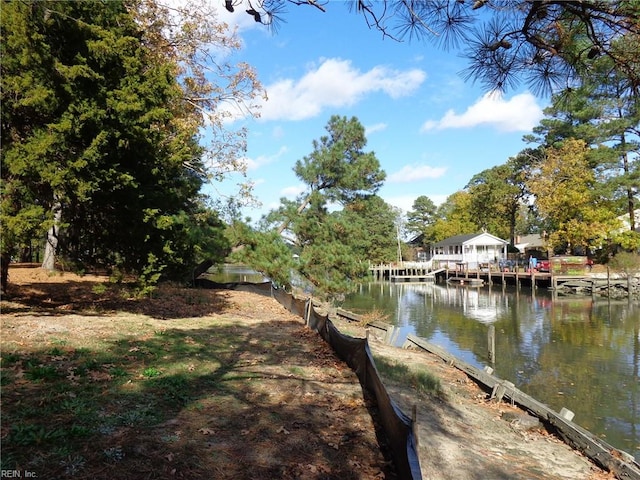 view of dock featuring a water view