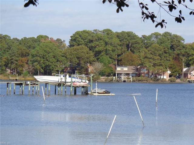 water view with a boat dock