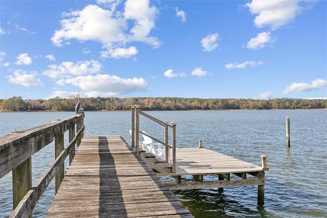 view of dock featuring a water view