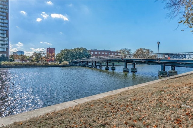 view of dock featuring a water view