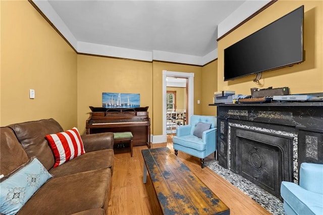 living room with light wood-type flooring