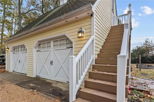 exterior space featuring a garage