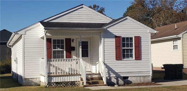 419 Bruce St, Franklin, VA 23851 - view of front of home with crawl space, a porch, and roof with shingles