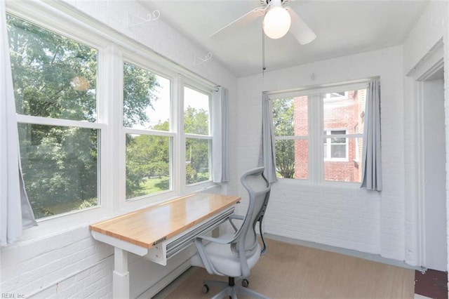 office featuring ceiling fan