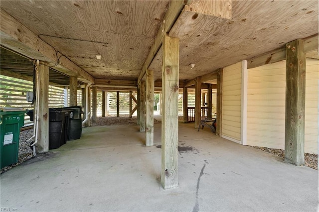 miscellaneous room with wood ceiling