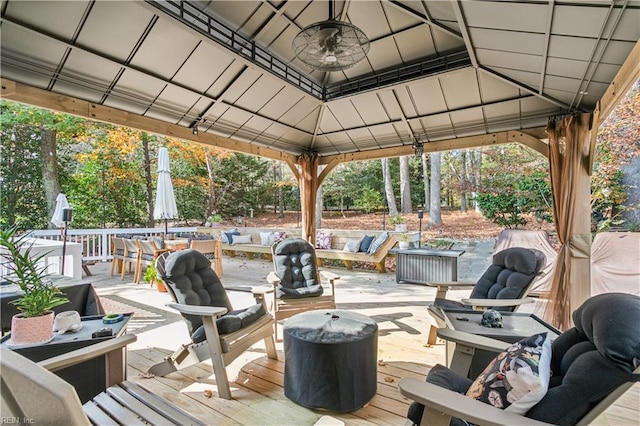 view of patio / terrace featuring a gazebo and an outdoor hangout area