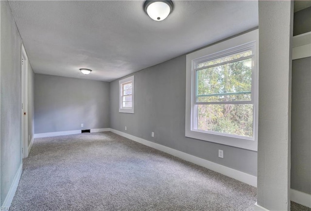 carpeted spare room featuring a wealth of natural light