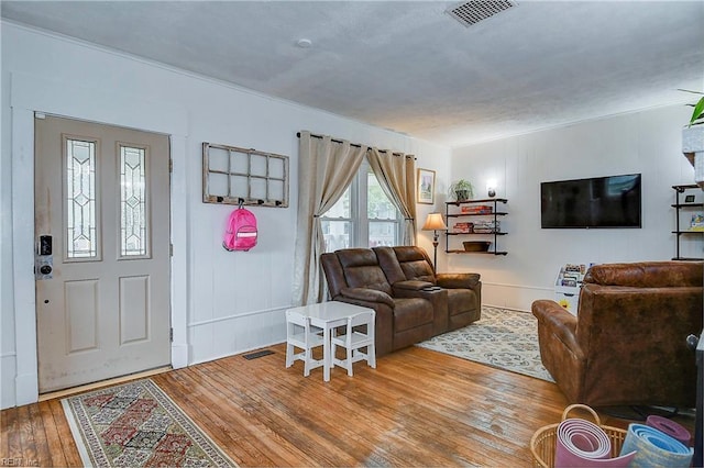 living room featuring wood-type flooring