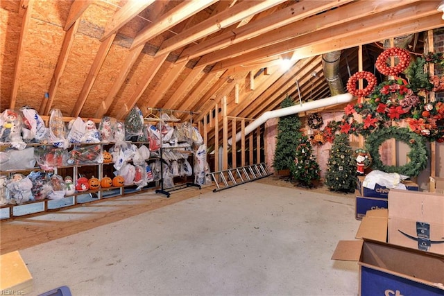 view of unfinished attic