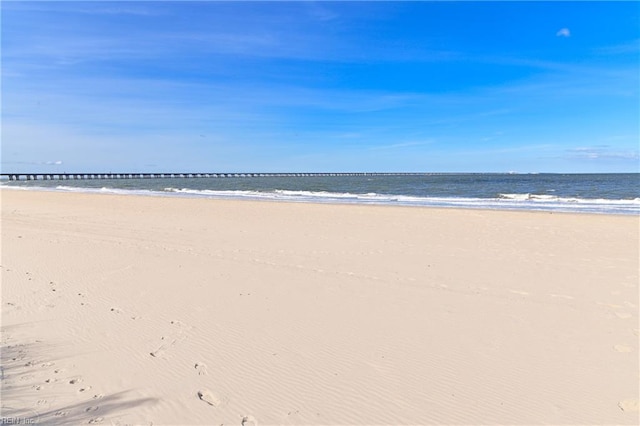 view of water feature with a view of the beach