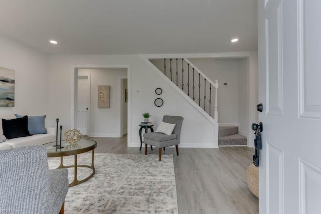 living room with light wood-type flooring