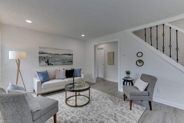 living room with wood-type flooring