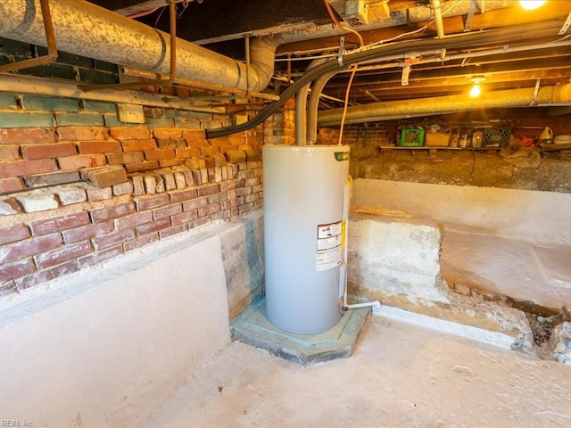 utility room with water heater